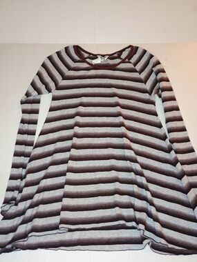 Hard Tail Women's Maroon, Gray and Burgundy, Striped Knit Top Small Nwot